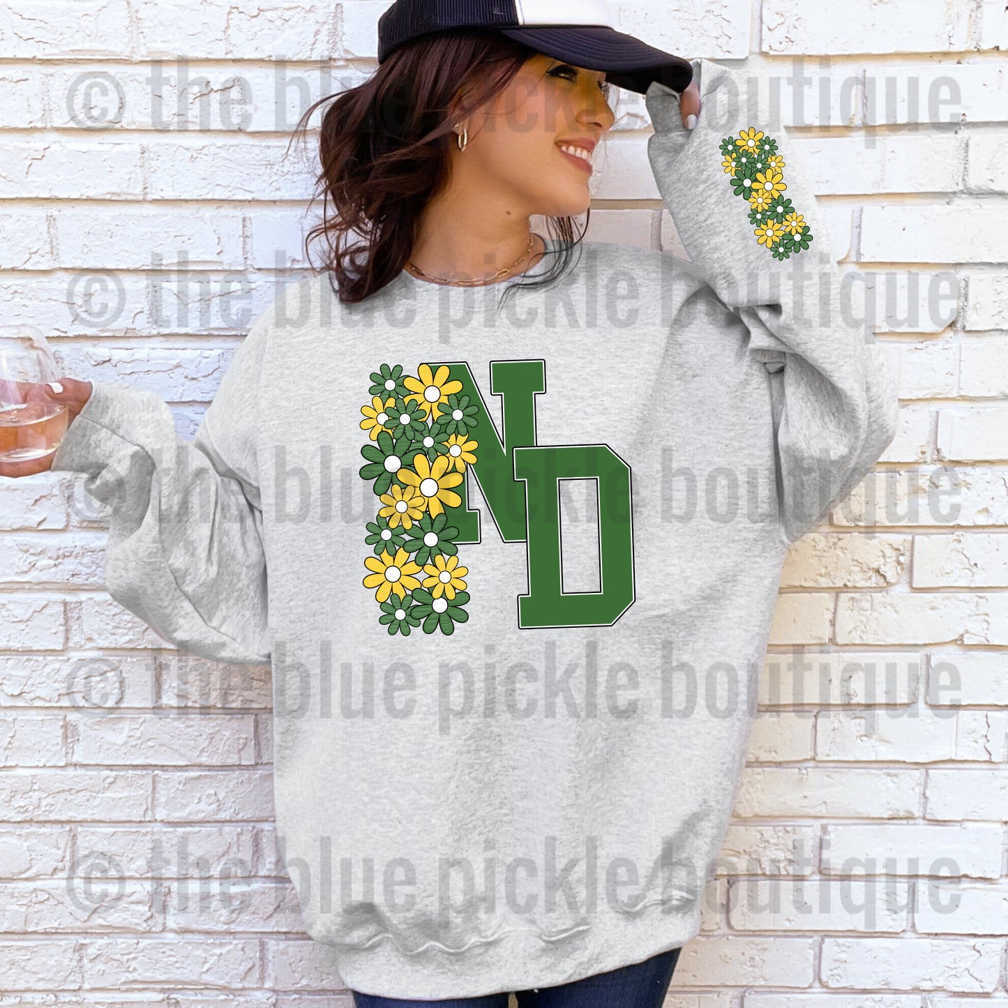 Floral School Letter sweatshirt - matching sleeve