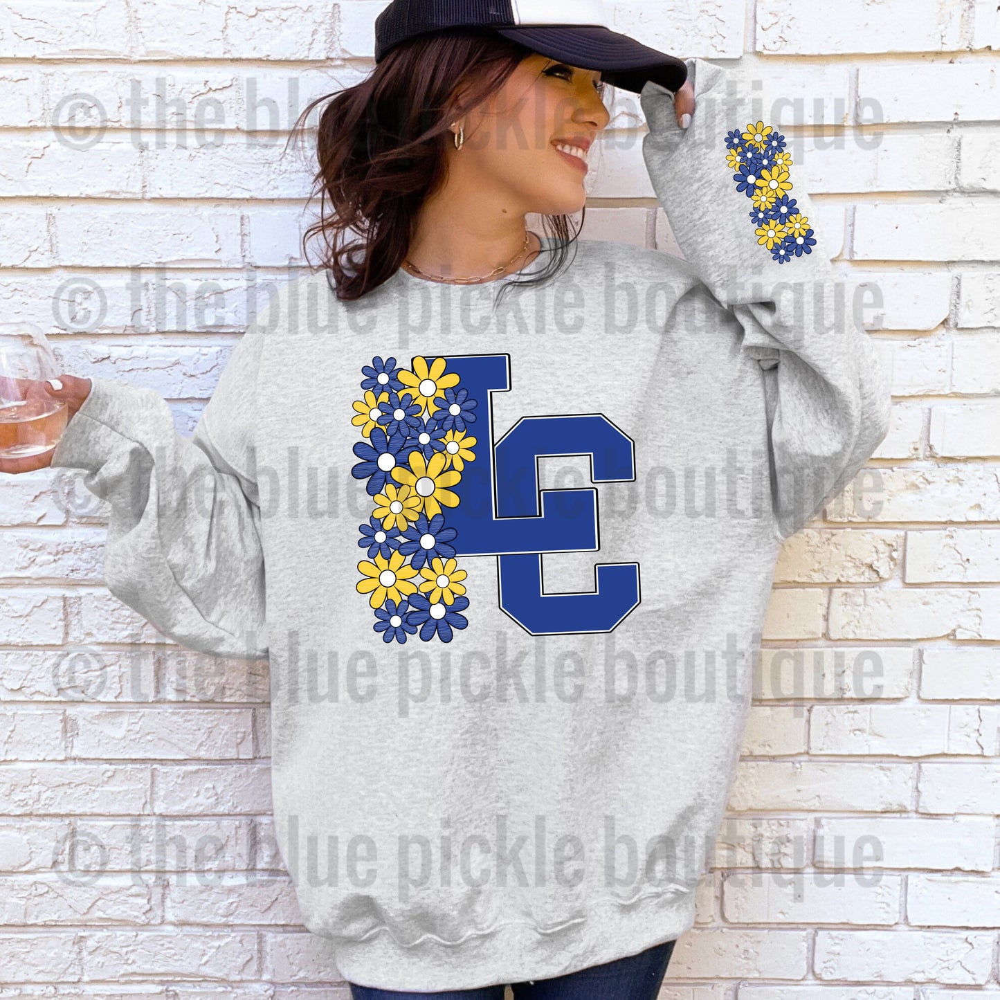 Floral School Letter sweatshirt - matching sleeve